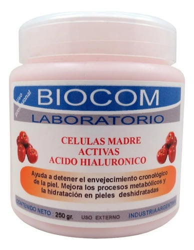 Crema Células Madre Activas y Ácido Hialurónico x 250 gr Biocom