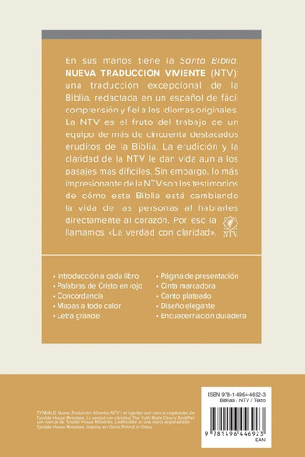 Biblia Nueva Traducción Viviente Ntv Letra Grande Floreada