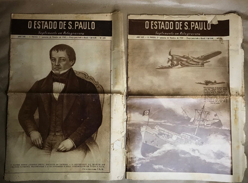Jornal Antigo Lote Estado De São Paulo 1943 Segunda Guerra Original 