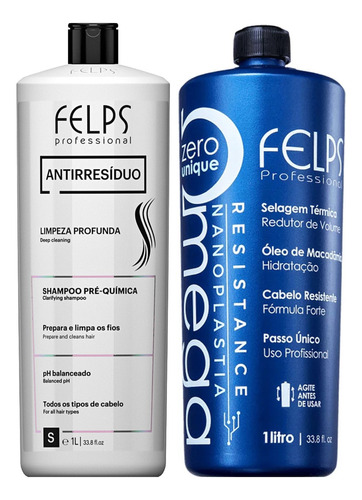 Felps Kit Sh Antirresíduo 1l + Ômega Zero Selagem 1 Litro