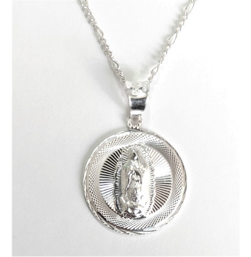 Medalla De Virgen De Guadalupe Con Cadena De Plata 925 L