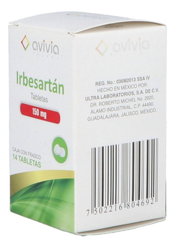 Irbersartan 150 Mg Caja Con 14 Tabletas