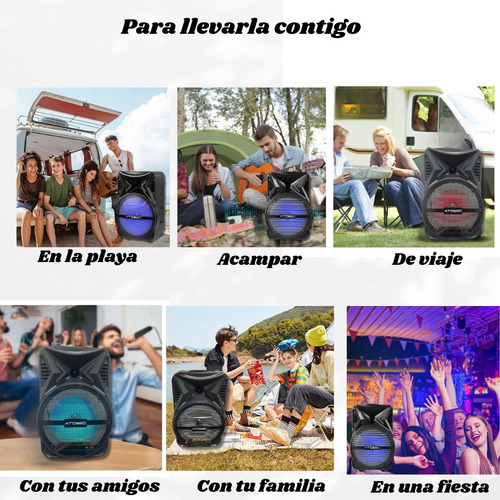 Bocina 8 Pulgadas Amplificada Recargable Bluetooth Inalambri