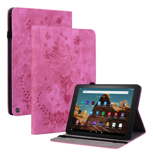 Funda Con Forma De Mariposa Rosa Roja Para Amazon Fire Hd 10