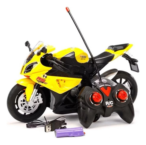 Moto Controle Remoto Recarregável 360o Som E Luz 2 Movimento Cor Azul