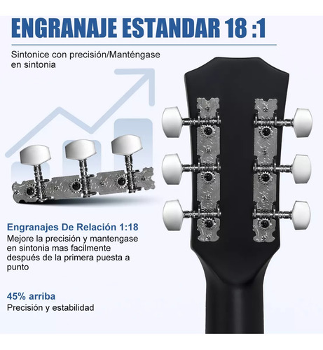 Guitarra Acústica Clásica Laqueada Dewinner JT38 Con Accesorios