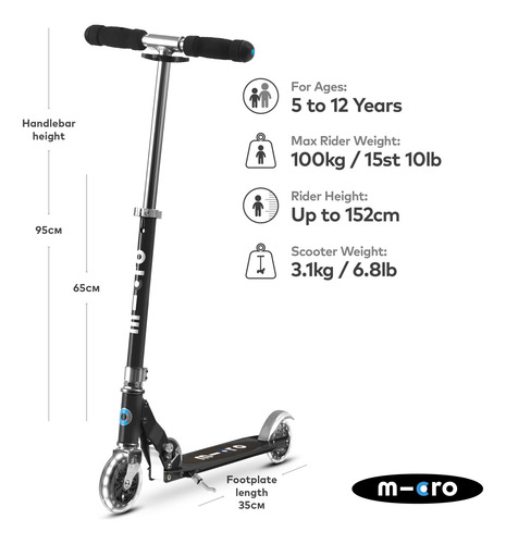 Scooter Plegable Micro Kickboard Sprite Led Para Niños