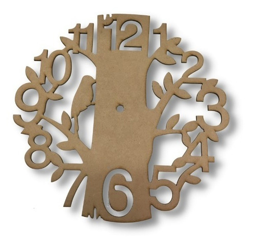 Reloj De Mdf Calado Laser De 27cms. Modelo Arbol