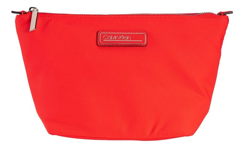 Bolsa Calvin Klein Mujer Logo Metálico Al Frente Color Coral Diseño de la tela Liso