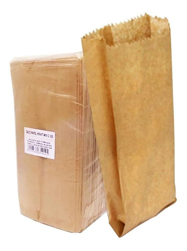 500 Saco Papel Para Cereais Pardo Kraft 39x20,5x6,5m - 7,5kg