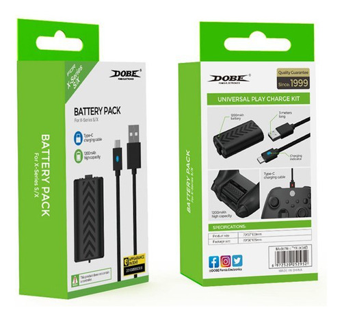 Bateria Cable 3 Metros Compatible Con Xbox One Series X Y S