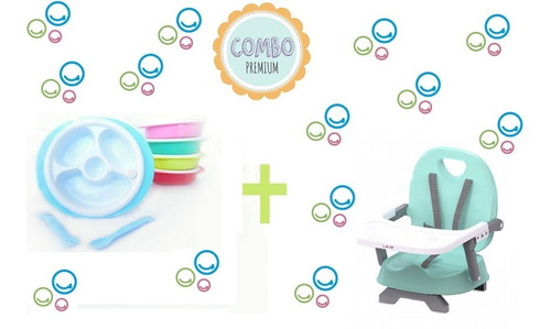 Silla D Comer Bebe Booster Plegable Buster + Plato Termico 