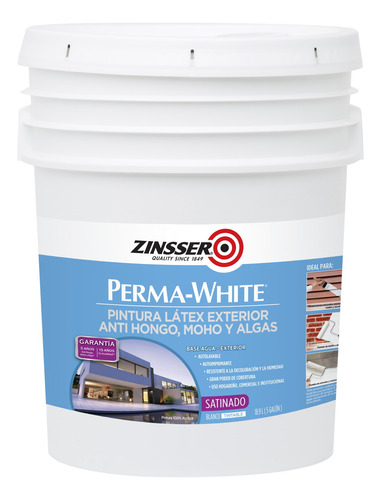 Pintura Látex Exterior Antihongos Zinsser Perma White 18.9lt