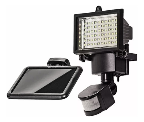 Reflector 60 Led Solar Exterior Sensor Movimiento Negro