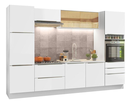 Cozinha Completa Madesa Lux Com Armário E Balcão Bbv Cor Branco/Branco Veludo