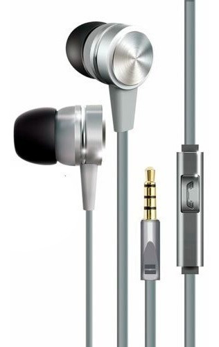 Auriculares In Ear Metalicos - Microfono - Cable Plano Coby Color Gris