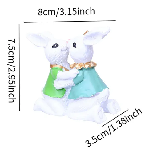 Figura Decorativa De Conejos Besándose De Pascua Para El