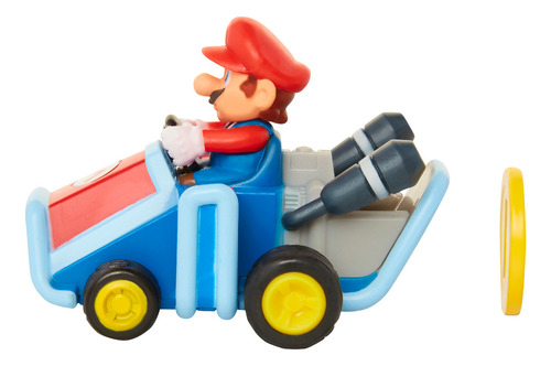 Mario Kart Bros Vehiculo Pull Back Moneda Original 5cm 40462