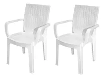 Comprar Pack 2 Sillas Terraza Ratan Corsa Con Brazos Blanca