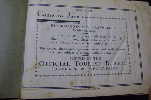 Guia De Viajes  Come To Java  1920-1921 - Fotos, Colección.