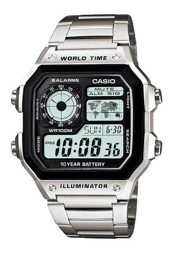 Relógio Casio Ae 1200whd Aço Norte Nordeste 5 Alarme Wr100m 