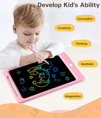 Tableta Lcd De Escritura Y Dibujo Color Rosa Con Para Niñas