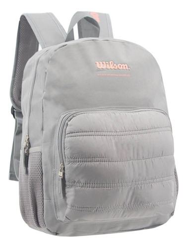 Mochila Mujer Wilson Urbana Deportes Gym Porta Notebook Color Gris Diseño De La Tela Liso