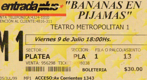 Entrada         Bananas En Pijamas      -           Año 1999