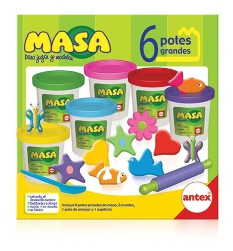 Masa Con Moldes 6 Potes Grandes Original Antex 2126 En Cadia