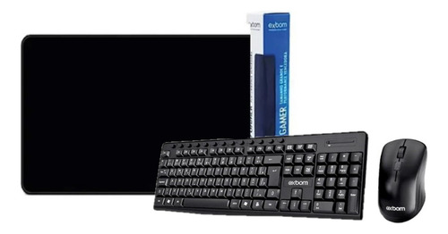 Kit Escritório Teclado E Mouse + Mousepad Preto