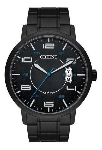 Relogio Orient Masculino Aço Preto Com Azul Mpss1029 P2px