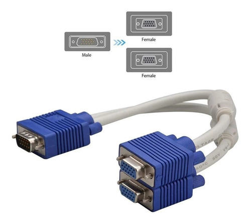 Cable Vga 1 Macho Para 2 Hembras / 1x2 Somos Tienda Cod 3215