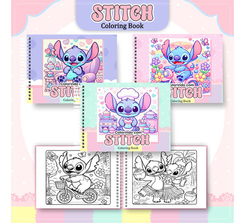Bobbie Goods Livro De Colorir Stitch Com 50 Folhas