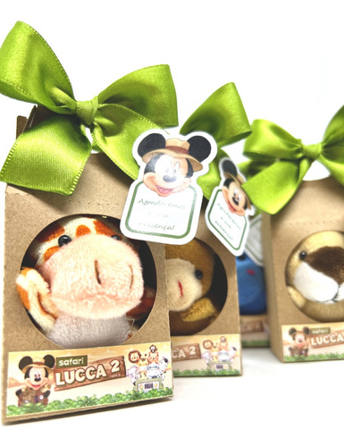 Lembrancinha Personalizada Mickey Safari Pelúcia 6cm 10 Kits