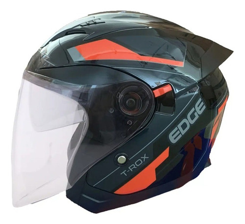 Casco Semi Integral Rojo Trox Doble Visor Brillante