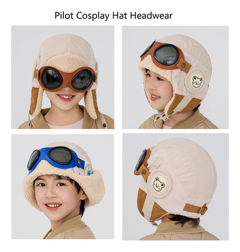 Gorro Gafas Aviador Unisex Retro Cálido Bonito Para Invierno
