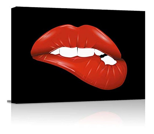 Lienzo Decorativo Para Pared Diseño De Labios Rojos