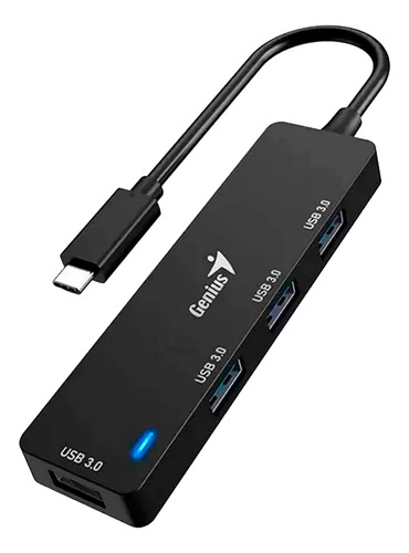 Mini Hub Genuis Uh-400 Usb-c A 4 Puertos Usb 3.0 Negro