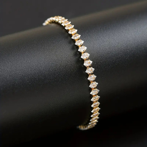 Pulseira Riviera Feminina Banhada A Ouro 18k Com Zircônias