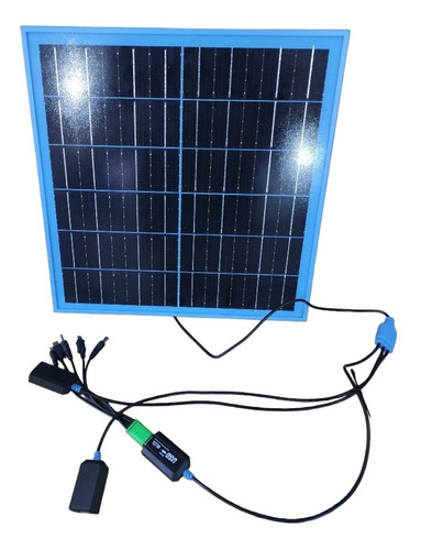 Imagen 1 de 3 de Cargador Panel Solar Con Cable Usb 5 Puntas