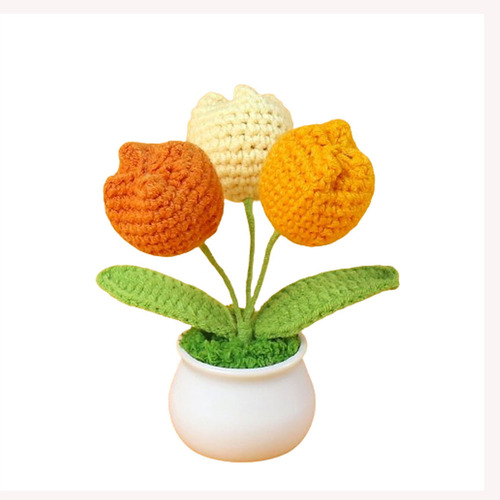 . Ramo De Tulipanes De Ganchillo Hecho A Mano Regalo 1pc