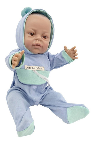 Bebote Reborn Real Con Chupete Body Osito Y Babero Plastisol