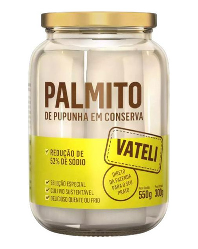 Kit 3x: Palmito Pupunha Inteiro Cultivo Sustentável Vateli