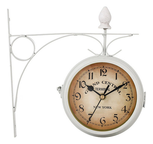 Reloj De Estación Retro De Doble Cara Con Suspensión Redonda