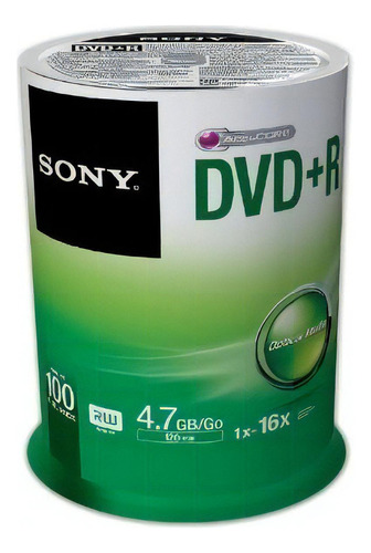 Disco virgen DVD+R Sony de 16x por 100 unidades