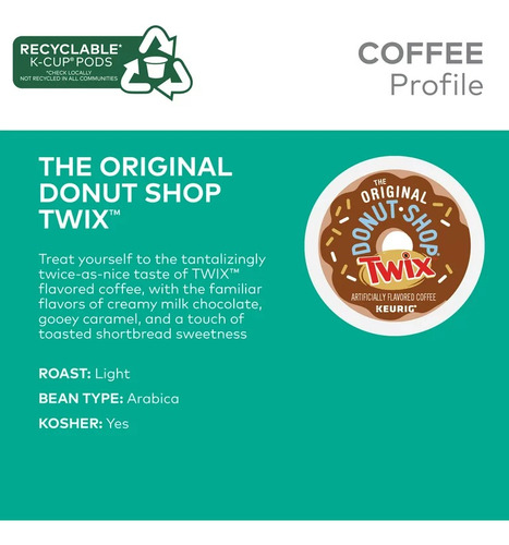 Cafe The Original Donut Shop, Twix Flavored, Keurig 24pods
