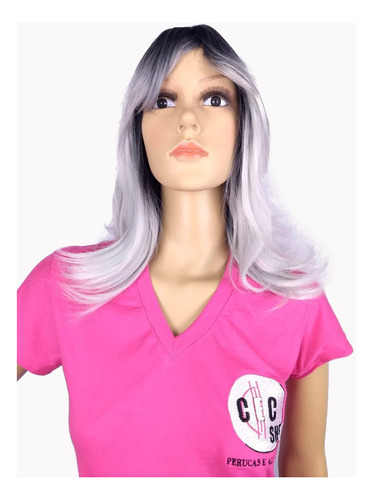 Peruca Lace Wig Curta Ondulada Platinada  Fibra Futura