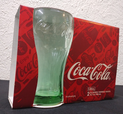 Vaso Coca Cola Retro-vintage Verde De Vidrio Set 2pzas 495ml