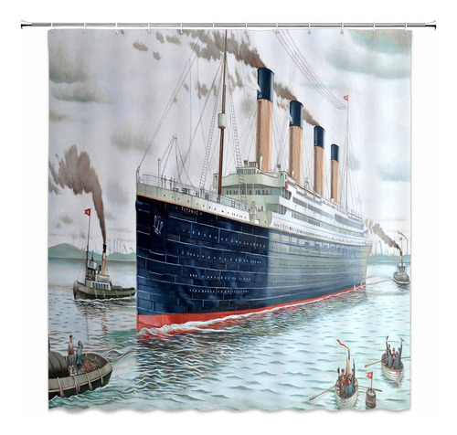 Cortina Ducha Retro Clasica Titanic Ship Ocean Scenery Arte