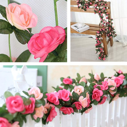6pcs Guia Enredadera Con Rosas Artificial Decoración Flores
